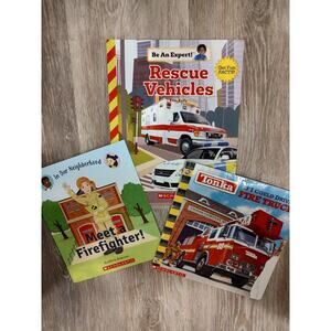 lot of 3 rescue vehicle picture books preschool Fire fighter fire truck rescue